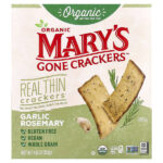 Organic Real Thin Crackers™, чеснок и розмарин, 113 г (4 унции) — Mary's Gone Crackers