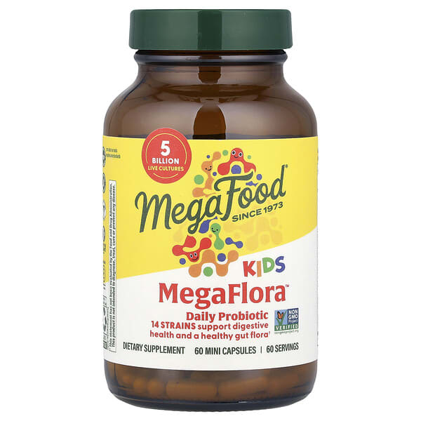 mgf10215_v_65.jpg MegaFlora™, пробиотик для ежедневного приема, 5 млрд КОЕ, 60 мини-капсул — MegaFood