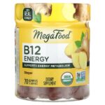 B12 Energy, имбирь, 70 жевательных таблеток — MegaFood