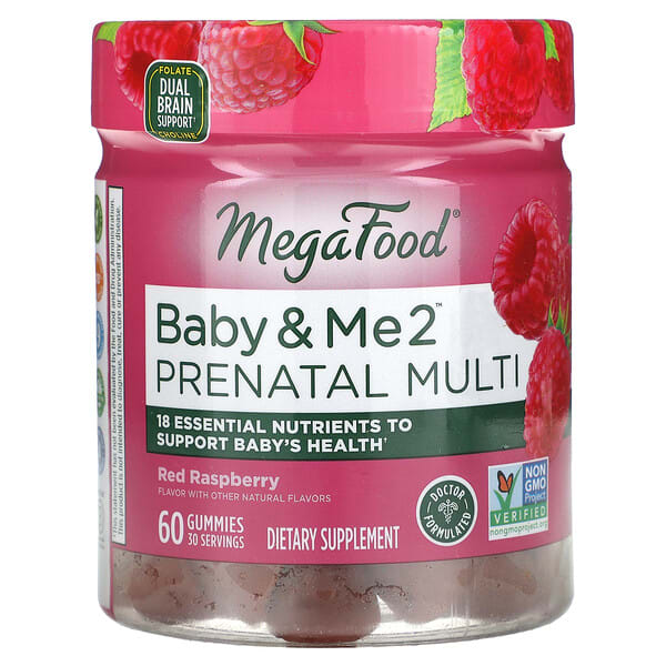 mgf10437_v_24.jpg Baby & Me 2, мультивитаминный комплекс для беременных, со вкусом красной малины, 60 жевательных таблеток — MegaFood