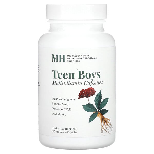 mhn04110_v_104.jpg Teen Boys Caps, капсулы для мальчиков-подростков, мультивитамины для ежедневного приема, 60 вегетарианских капсул — Michael's Health