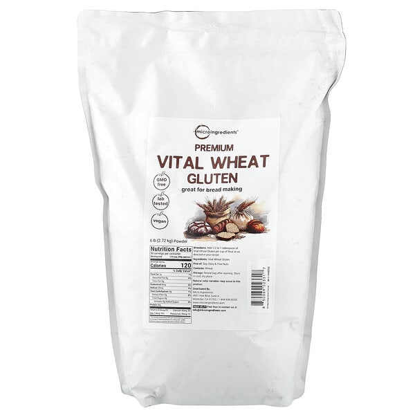 mii02331_v_2.jpg Premium Vital, пшеничный глютен в порошке, 2,72 кг (6 фунтов) — Micro Ingredients