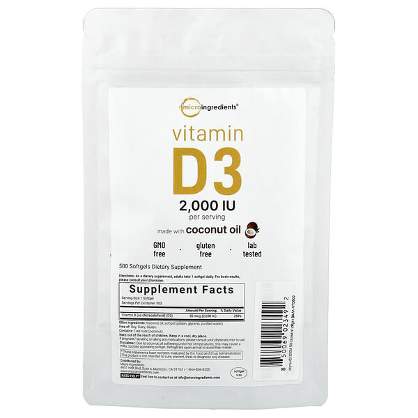 mii02349_v_6.jpg витамин D3, 2000 МЕ, 500 мягких таблеток — Micro Ingredients