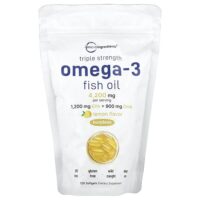 рыбий жир с омега-3, тройная сила, лимон, 120 капсул (1400 мг в 1 капсуле) — Micro Ingredients