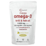 Mega Omega-3, криль и рыбий жир с фосфолипидами и астаксантином, лимон, 240 капсул — Micro Ingredients