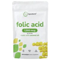 Фолиевая кислота, 1000 мкг, 500 мягких таблеток — Micro Ingredients