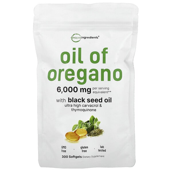 mii61670_v_10.jpg Масло орегано с маслом черного тмина, 300 мягких таблеток — Micro Ingredients
