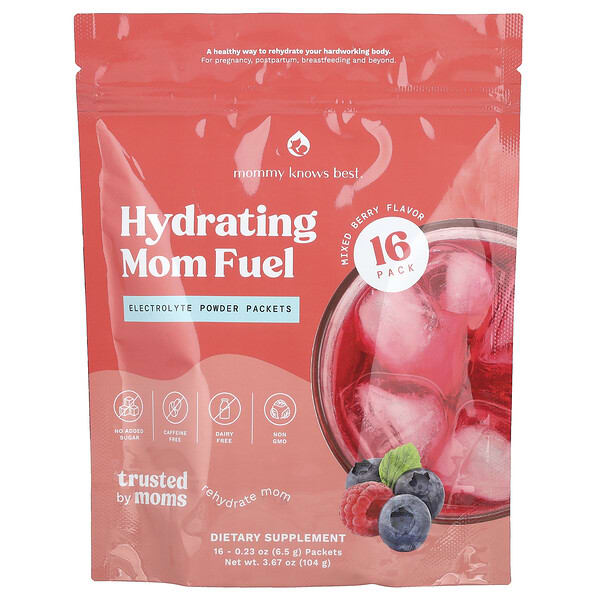 mkb05294_v_2.jpg Hydrating Mom Fuel, ягодное ассорти, 16 пакетиков по 6,5 г (0,23 унции) — Mommy Knows Best