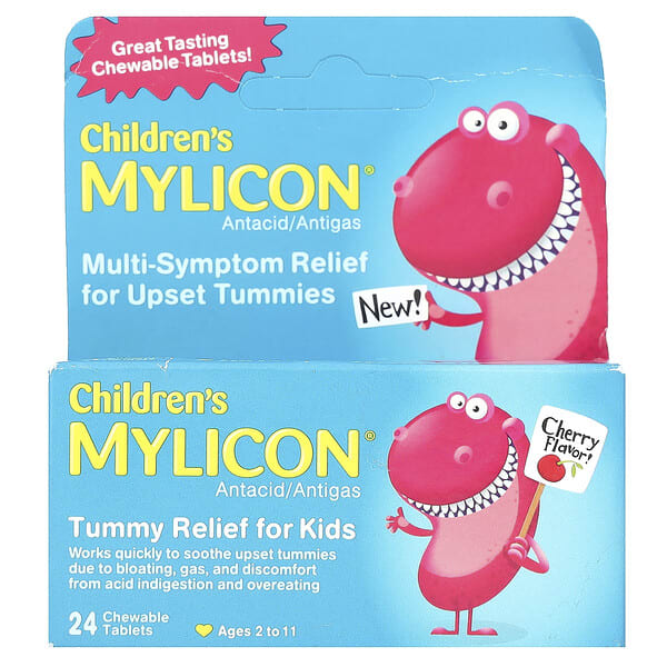 mln01055_v_47.jpg Mylicon, Children's Mylicon, средство для облегчения живота для детей, возраст 2–11 лет, вишня`` 24 жевательные таблетки
