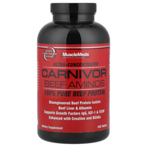 Carnivor Beef Aminos, 100% чистый говяжий протеин, 300 таблеток — MuscleMeds