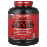 Carnivor™ Mass, анаболический гейнер с говяжьим протеином, клубничный вкус, 2628 г (5,79 фунта) — MuscleMeds