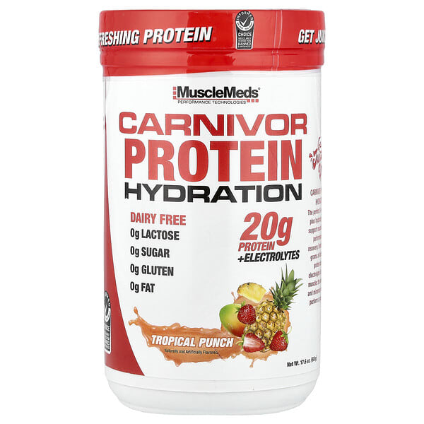 mme00644_v_8.jpg Carnivor Protein Hydration, протеин, тропический пунш, 500 г (17,6 унции) — MuscleMeds