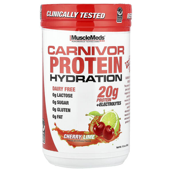 mme00645_v_8.jpg Carnivor Protein Hydration, протеин, вишня и лайм, 500 г (17,6 унции) — MuscleMeds