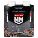 Pro Advanced Nutrition, Protein Shake, Knockout Chocolate, 4 Cartons, 11 fl oz (330 ml) Each — Muscle Milk