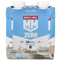 Zero, Protein Shake, Vanilla Crème, 4 Cartons, 11 fl oz (330 ml) Each — Muscle Milk