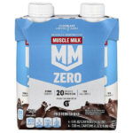 Zero, Protein Shake, Chocolate, 4 Cartons, 11 fl oz (330 ml) Each — Muscle Milk