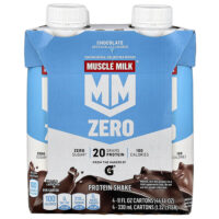 Zero, Protein Shake, Chocolate, 4 Cartons, 11 fl oz (330 ml) Each — Muscle Milk