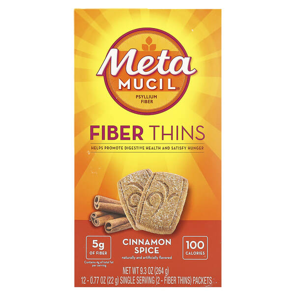 mml74092_v_9.jpg Fiber Thins, корица, 12 пакетиков по 22 г (0,77 унции) — Metamucil