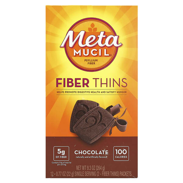 mml77513_v_19.jpg Fiber Thins, шоколад, 12 пакетиков, 22 г (0,77 унции) каждый — Metamucil