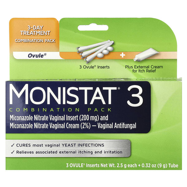 mos44860_v_51.jpg Monistat, Комбинированный пакет для 3-дневного лечения, 3 вкладыши Ovule®, 2,5 г каждая + тюбик 9 г (0,32 унции)