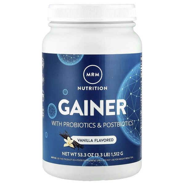 mrm73006_v_51.jpg Gainer, 1 миллиард пробиотиков, ваниль, 3,3 фунта (1512 г) — MRM Nutrition
