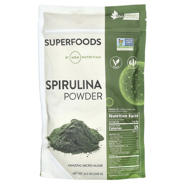 mrm80016_v_16.jpg Порошок необработанной спирулины, 240 г (8,5 унции) — MRM Nutrition