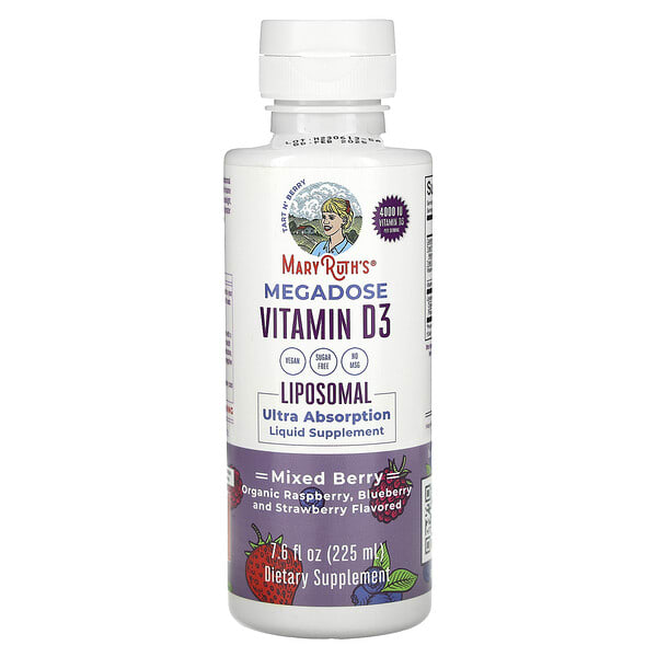 mro39283_v_8.jpg Megadose Vitamin D3, липосомальный витамин D3, ягодное ассорти, 4000 МЕ, 225 мл (7,6 жидк. унции) — MaryRuth's