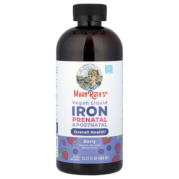 mro47137_v_29.jpg Vegan Liquid Iron, пренатальный и послеродовой, ягодный, 450 мл (15,22 жидк. унц.) — MaryRuth's