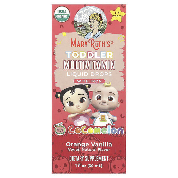 mro62111_v_9.jpg Cocomelon, мультивитамины для малышей, капли с железом, для детей от 1 до 3 лет, вкус апельсина и ванили, 30 мл (1 жидк. унция) — MaryRuth's