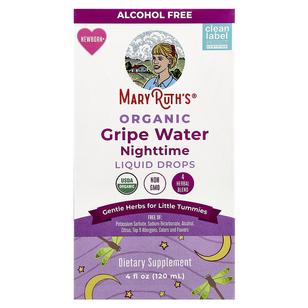 mro62205_v_20.jpg Organic Gripe Water, ночные жидкие капли, для новорожденных, 120 мл (4 жидк. Унции) — MaryRuth's