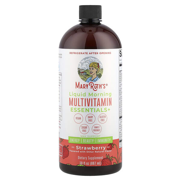 mro62301_v_8.jpg Liquid Morning Multivitamin Essentials +, со вкусом клубники, 887 мл (30 жидк. Унций) — MaryRuth's