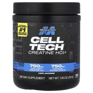 Cell Tech™, гидрохлорид креатина+, с нейтральным вкусом, 211 г (7,45 унции) — MuscleTech