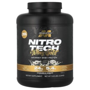 Nitro-Tech™ 100% Whey Gold, сывороточный протеин, печенье и сливки, 2,27 кг (5 фунтов) — MuscleTech