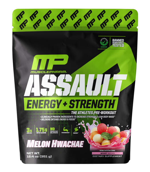 msf50231_v_6.jpg Assault Energy + Strength, предтренировочный комплекс, хвача с дыней, 351 г (12,4 унции) — MusclePharm