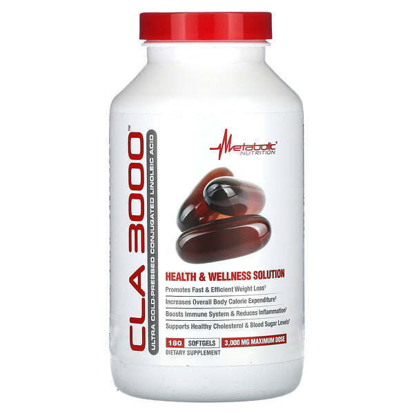 mtb31218_v_8.jpg CLA 3000, 180 мягких таблеток (1000 мг в 1 капсуле) — Metabolic Nutrition
