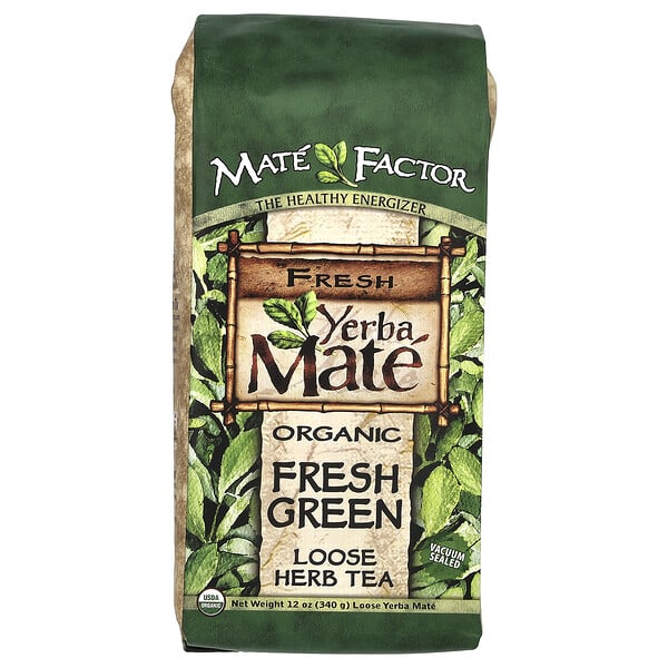 mtf00004_v_22.jpg Mate Factor, Органический йерба мате, свежий зеленый листовой чай, 12 унций (340 г)