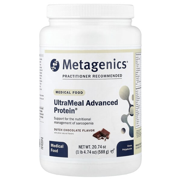 mtg93957_v_24.jpg Medical Food, UltraMeal Advanced Protein®, голландский шоколад, 588 г (1 фунт, 4,74 унции) — Metagenics