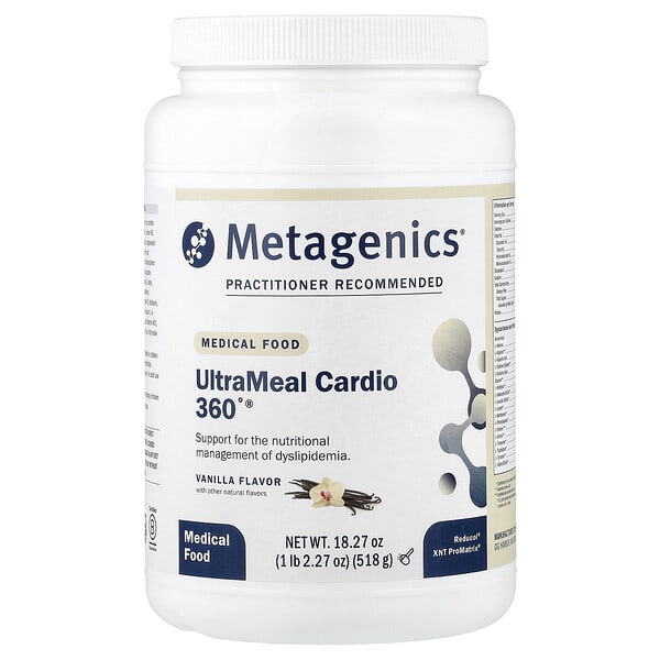 mtg94316_v_24.jpg UltraMeal Cardio 360°®, лечебная пищевая добавка, со вкусом ванили, 518 г (1 фунт, 2,27 унции) — Metagenics