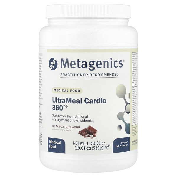 mtg94317_v_24.jpg UltraMeal Cardio 360 °®, медицинское питание, шоколад, 1 фунт 3,01 унции (539 г) — Metagenics