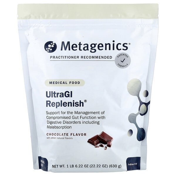 mtg94726_v_7.jpg UltraGI Replenish®, полезные продукты, со вкусом шоколада, 630 г (22,22 унции) — Metagenics