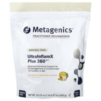 UltraInflamX Plus 360°, лечебное питание, ананас и банан, 630 г (22,22 унции) — Metagenics