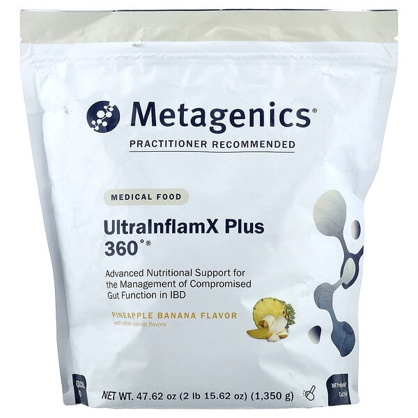 mtg94741_v_6.jpg UltralnflamX Plus 360 °, медицинское питание, ананас и банан, 1350 г (47,62 унции) — Metagenics