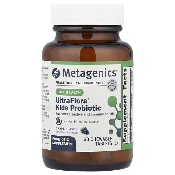 mtg94786_v_24.jpg UltraFlora® Kids, пробиотик, виноград, 60 жевательных таблеток — Metagenics