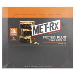 Protein Plus Bar, батончик с арахисовой пастой, 9 шт. по 85 г (3 унции) — MET-Rx