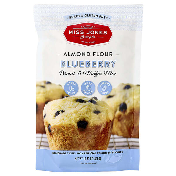mub00652_v_10.jpg Miss Jones Baking Co, смесь для хлеба и кексов с миндальной мукой, голубика, 300 г (10,57 унции)