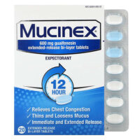 Муцинекс, 600 мг, 20 двухслойных таблеток с пролонгированным высвобождением — Mucinex
