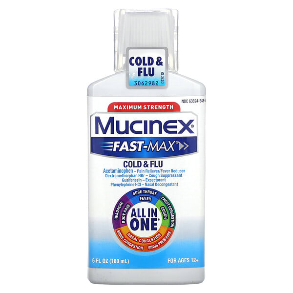 muc02066_v_12.jpg Fast-Max, средство от простуды и гриппа, максимальная сила действия, для детей от 12 лет, 180 мл (6 жидк. унций) — Mucinex