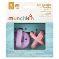Sili-Soothe & Teethe™, силиконовая соска и прорезыватель, от 3 месяцев, светло-розовый / светло-фиолетовый, 2 шт. В упаковке — Munchkin