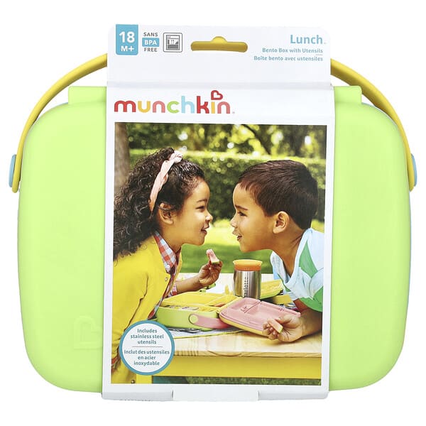 mun17949_v_5.jpg Lunch™, Bento Box с посудой, для детей старше 18 месяцев, зеленый, набор из 3 предметов — Munchkin