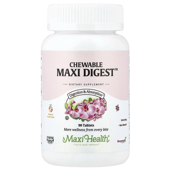 mxt02309_v_8.jpg жевательные таблетки Maxi Digest™, натуральные фрукты, 90 таблеток — Maxi Health